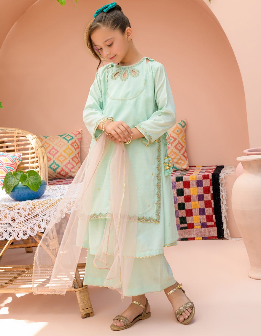 Turkish Raw Silk 3 Piece Stitched Dress | Jgk-S-24-1933