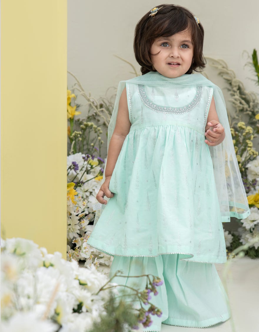 Green Lawn Infant 3 Piece Stitched Dress | Jgk-S-24-1939