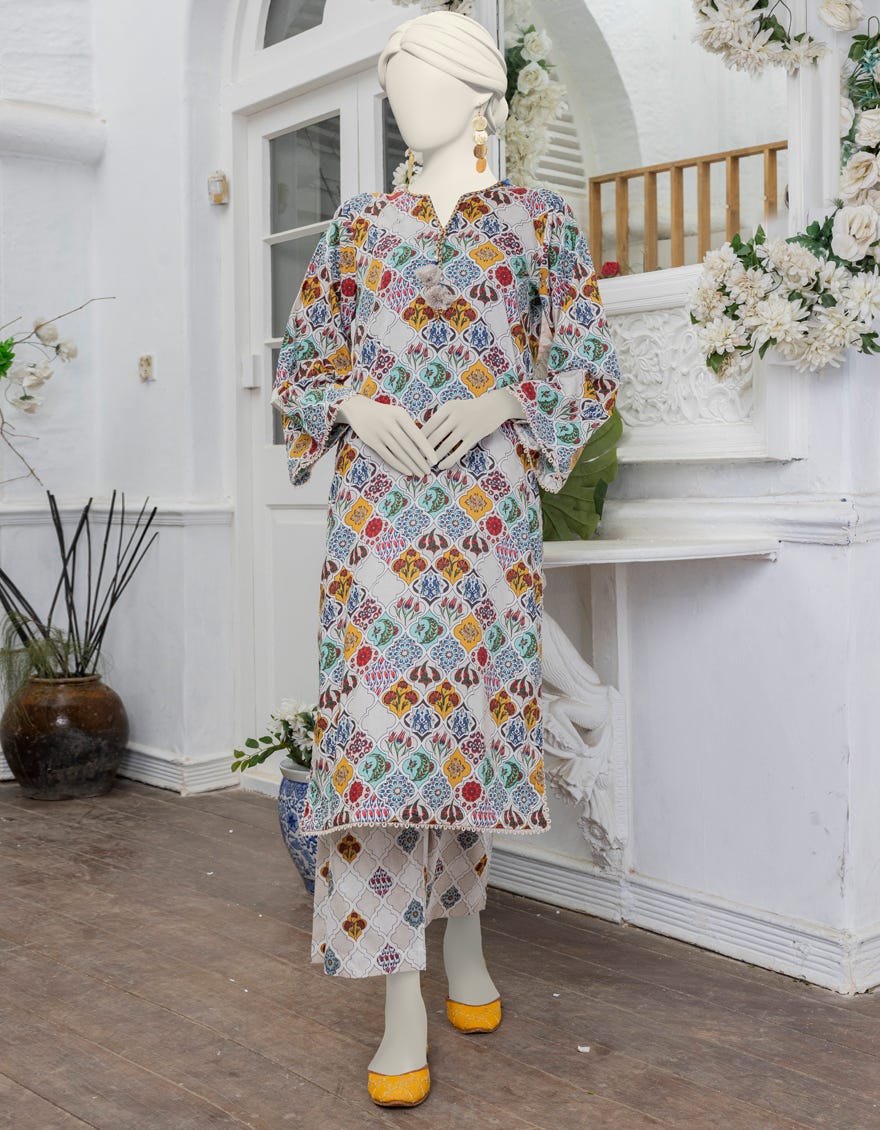 Multicolor Lawn Printed Unstitched 2 Piece Dress | Jjls-S-Jw2-24-2005