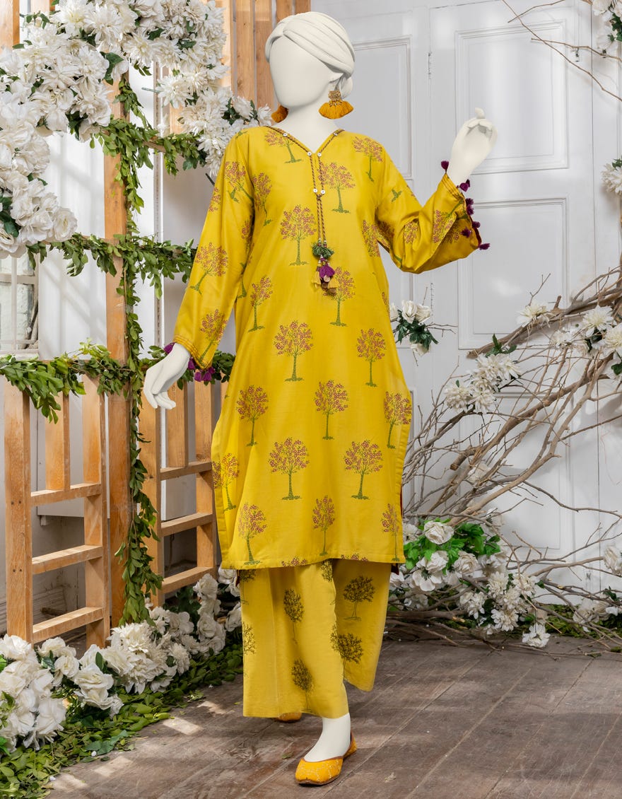 Mustard Lawn Embroidered Unstitched 2 Piece Dress | Jjls-S-Jw2-24-2008