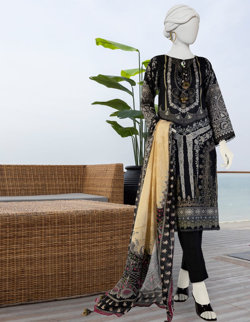 Black Lawn Unstitched 3 Piece Dress | Jlawn-S-24-201