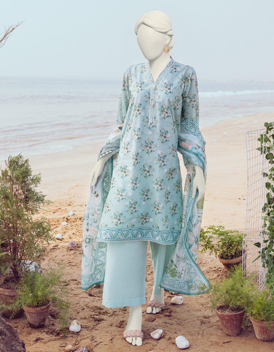 Sea Green Lawn Unstitched 3 Piece Dress | Jlawn-S-24-203