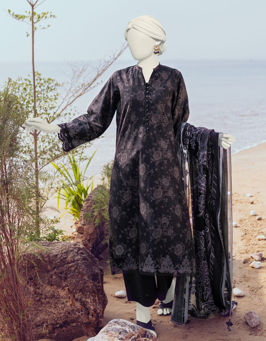 Black Lawn Unstitched 3 Piece Dress | Jlawn-S-24-204