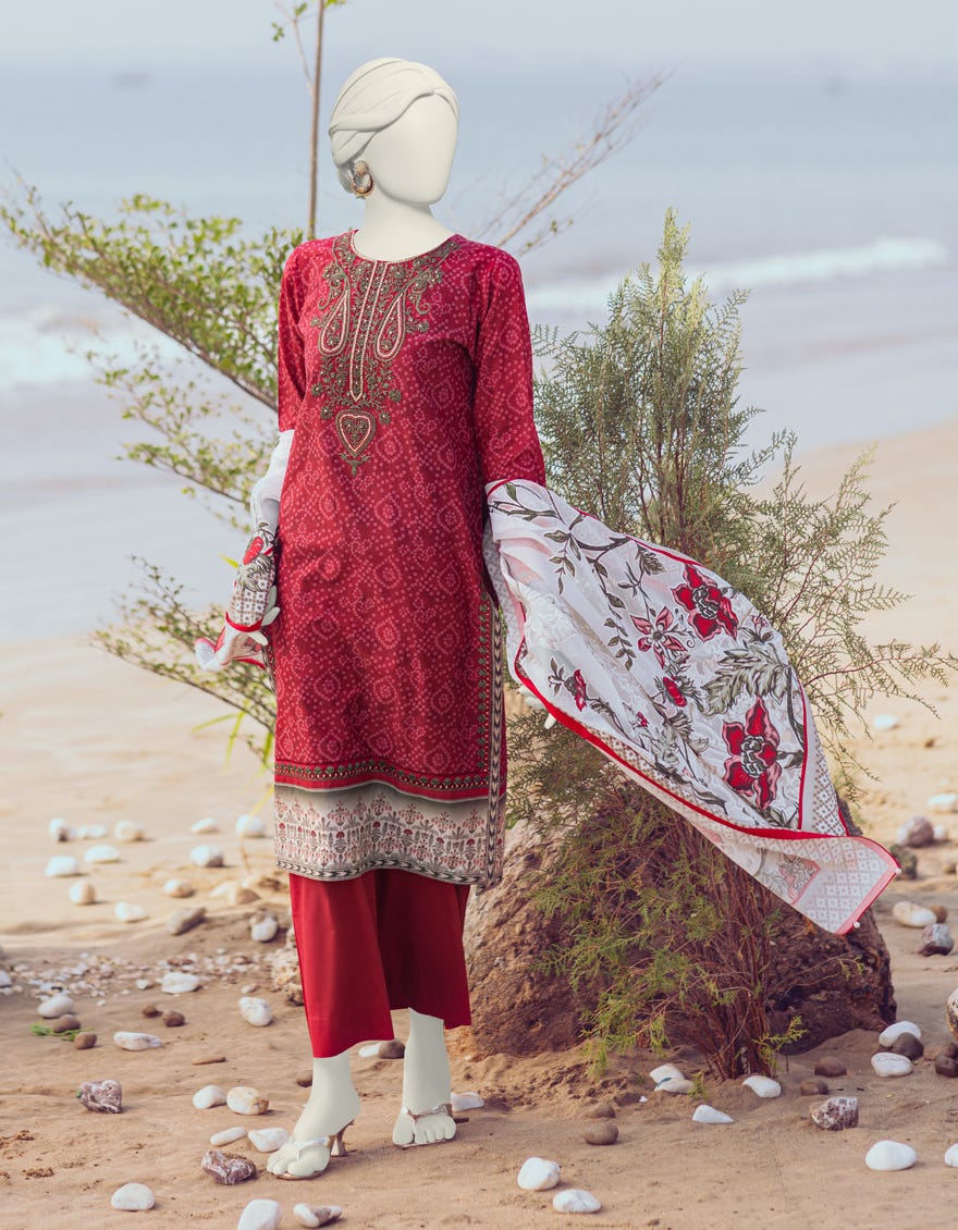 Red Lawn Unstitched 3 Piece Dress | Jlawn-S-24-208