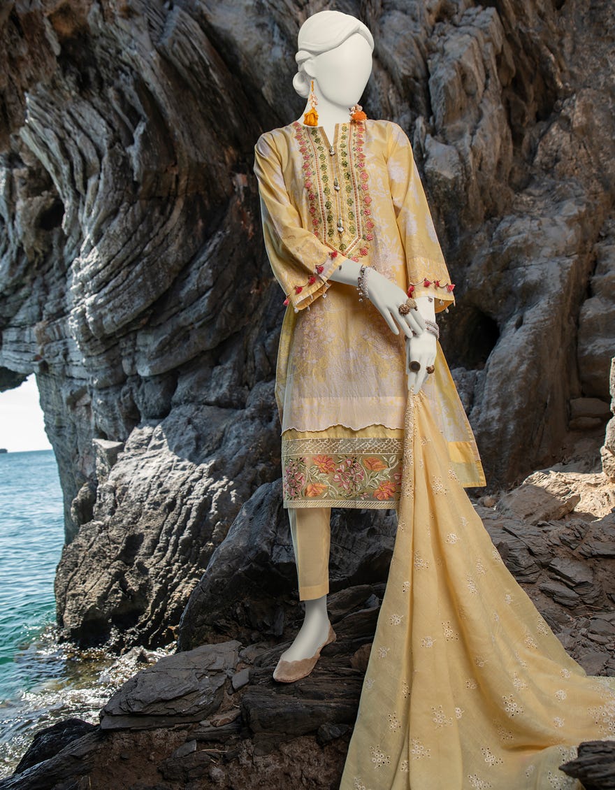 Yellow Lawn Unstitched 3 Piece Dress | Jlawn-S-24-212