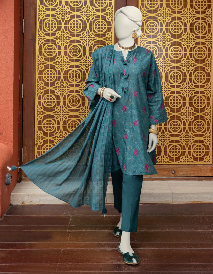 Teal Lawn Unstitched 3 Piece Dress | Jlawn-S-24-221