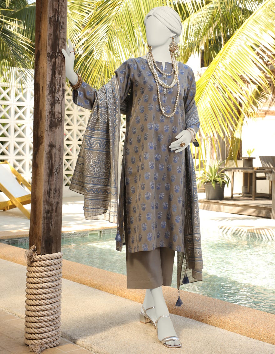 Grey Jacquard Unstitched 3 Piece Dress | Jlawn-S-24-234