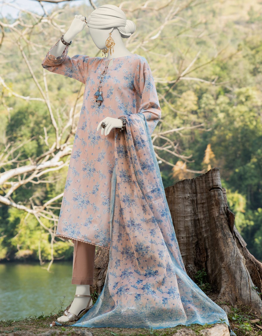Peach Dobby Unstitched 3 Piece Dress | Jlawn-S-24-235