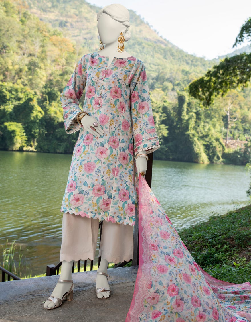 Multicolor Dobby Unstitched 3 Piece Dress | Jlawn-S-24-239