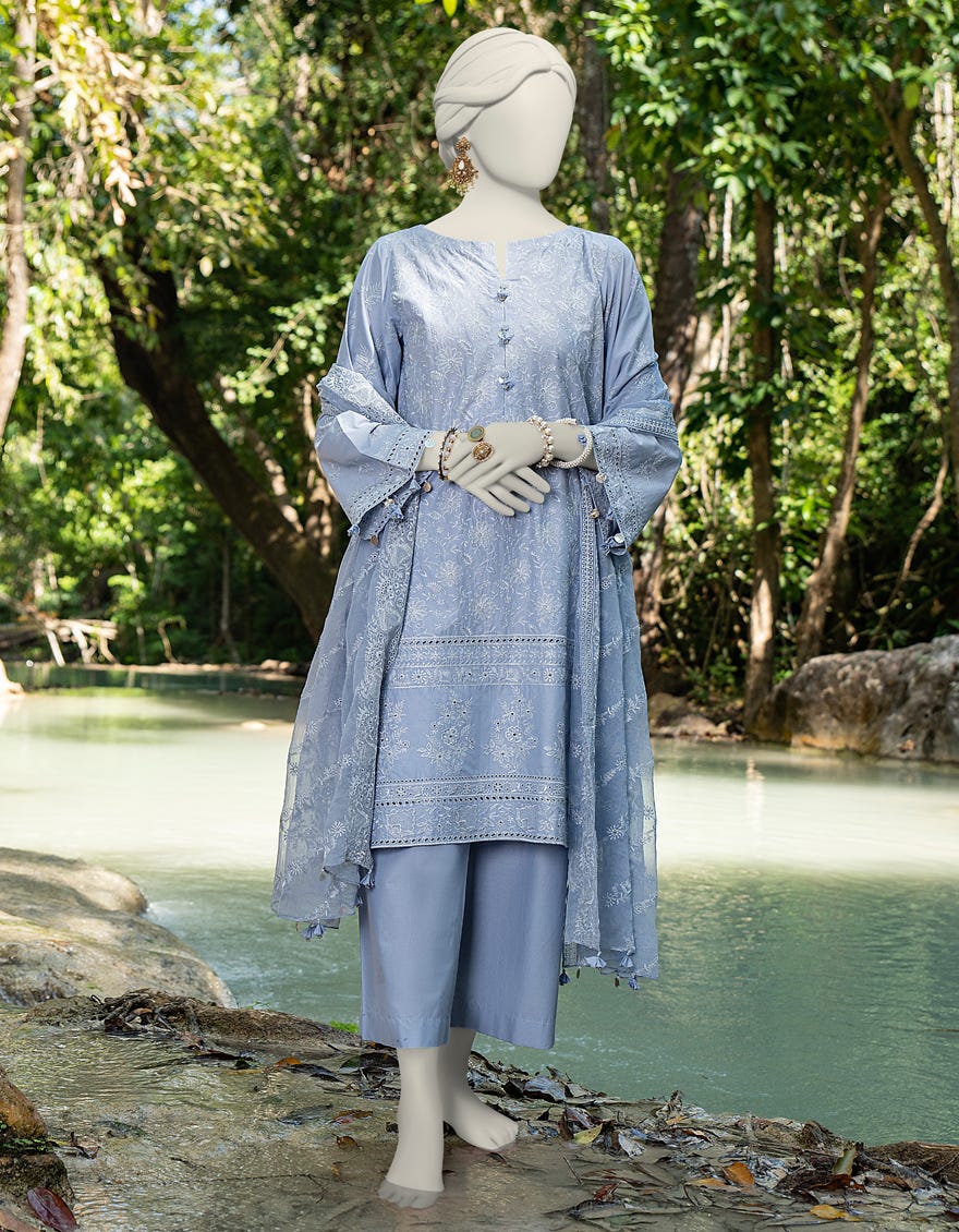 Grey Schiffli Lawn Unstitched 3 Piece Dress | Jlawn-S-24-243
