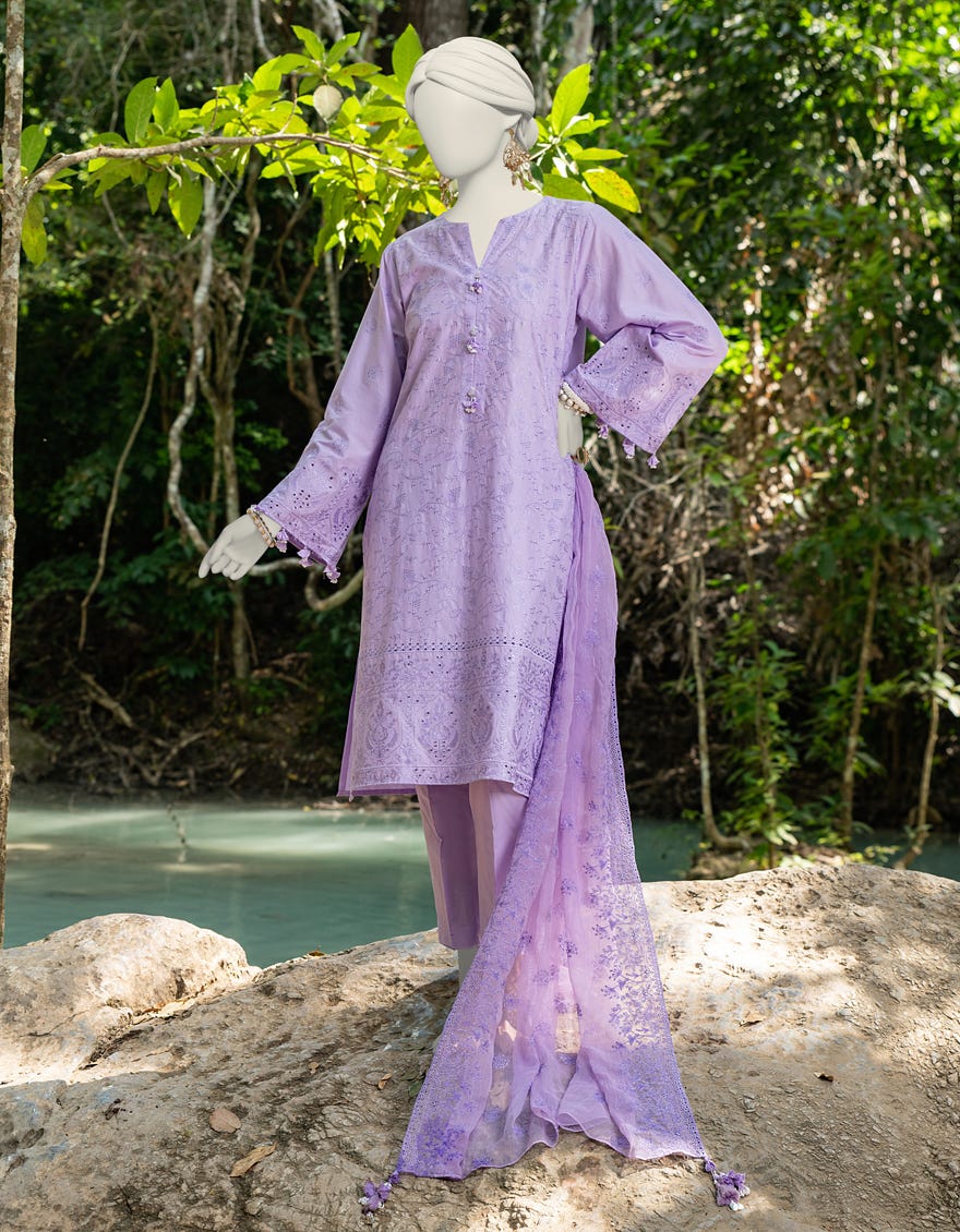 Lilac Schiffli Lawn Unstitched 3 Piece Dress | Jlawn-S-24-244