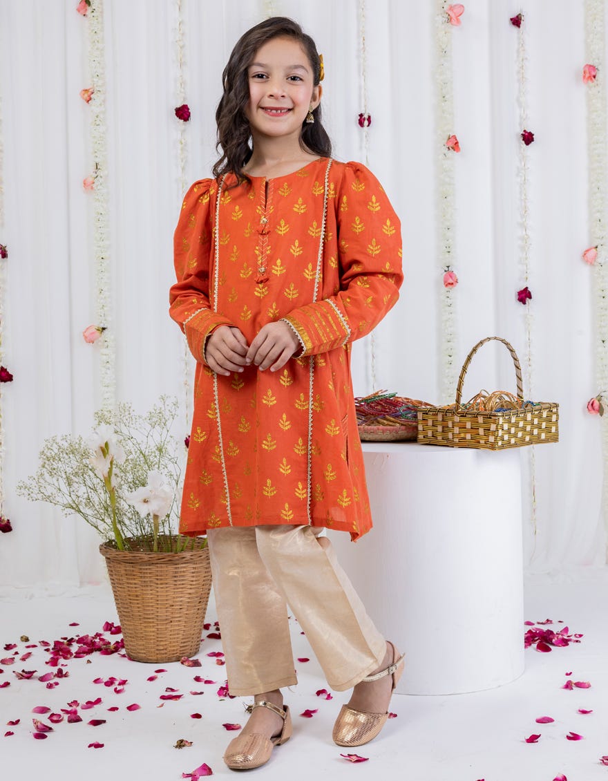 Orange Lawn Kurti | Jglk-S-24-2514
