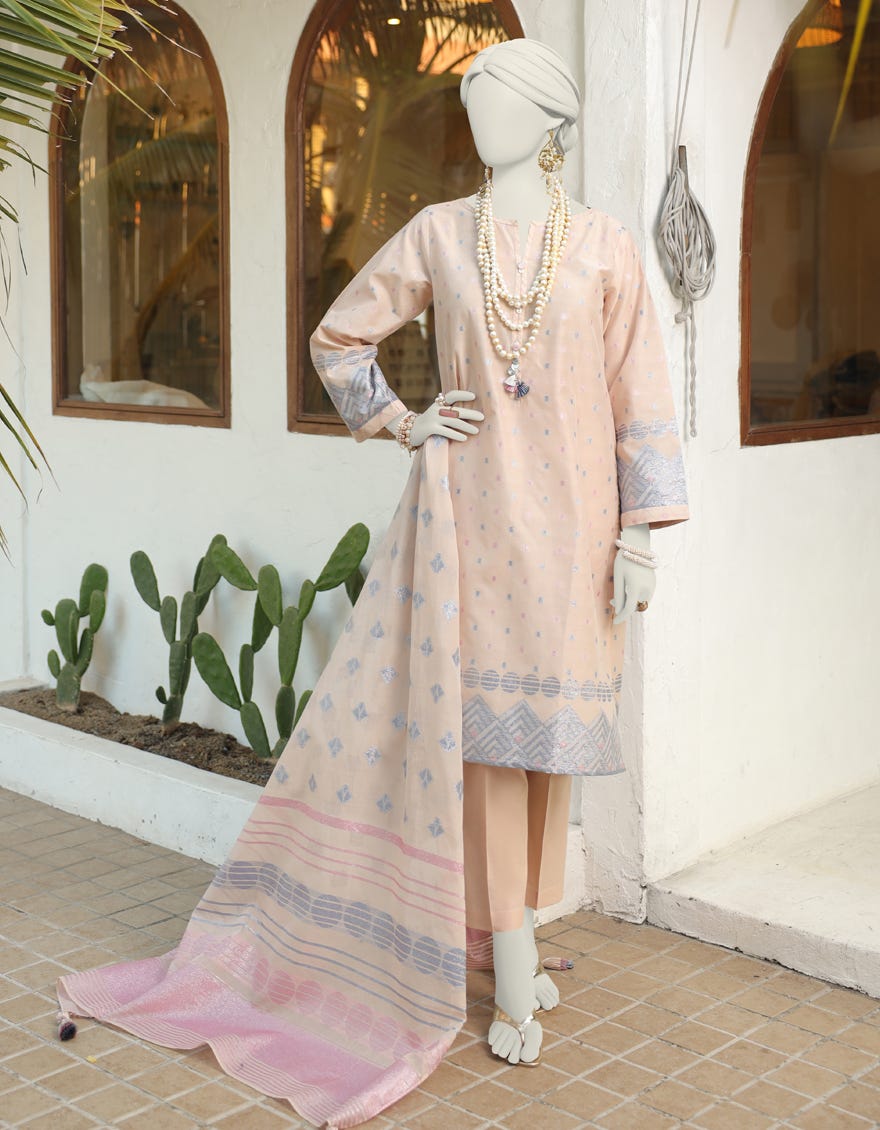 Tea Pink Jacquard Unstitched 3 Piece Dress | Jlawn-S-24-251