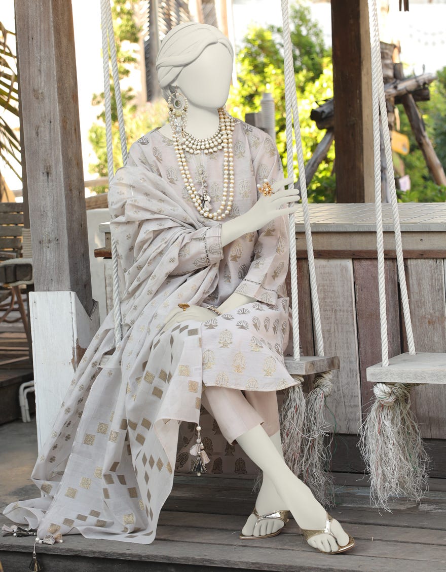 Ash Grey Jacquard Unstitched 3 Piece Dress | Jlawn-S-24-255