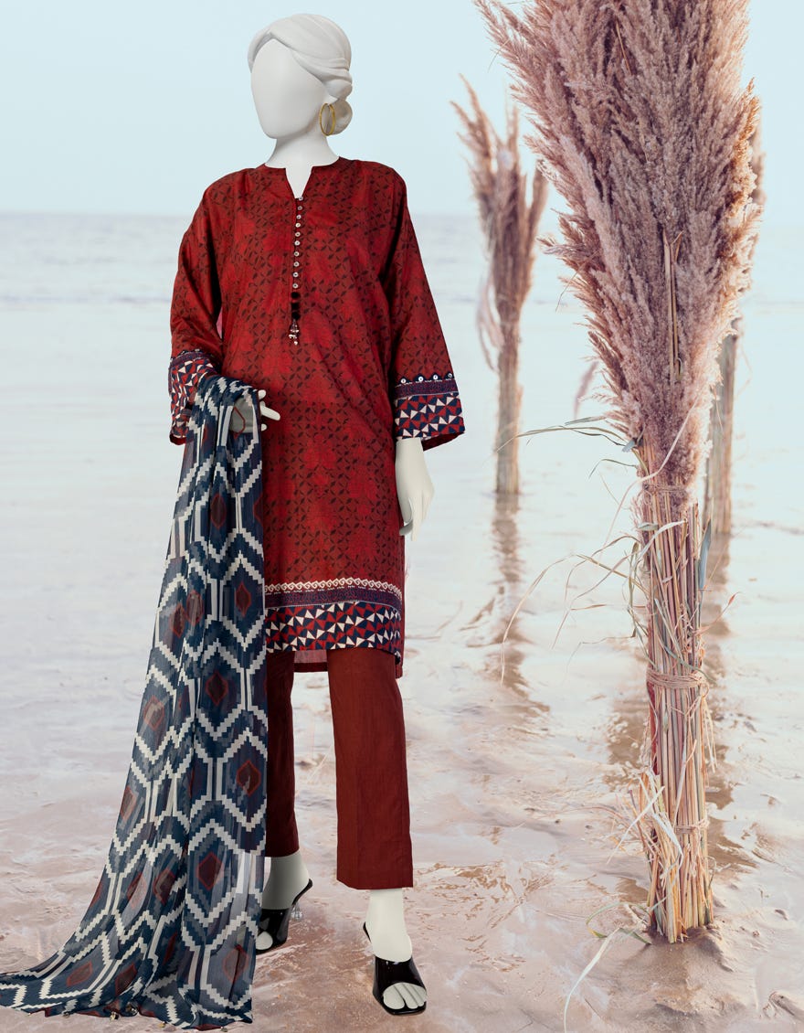 Red Lawn Unstitched 3 Piece Dress | Jlawn-S-24-264