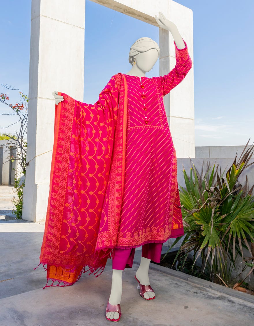 Pink Jacquard Unstitched 3 Piece Dress | Jlawn-S-24-297