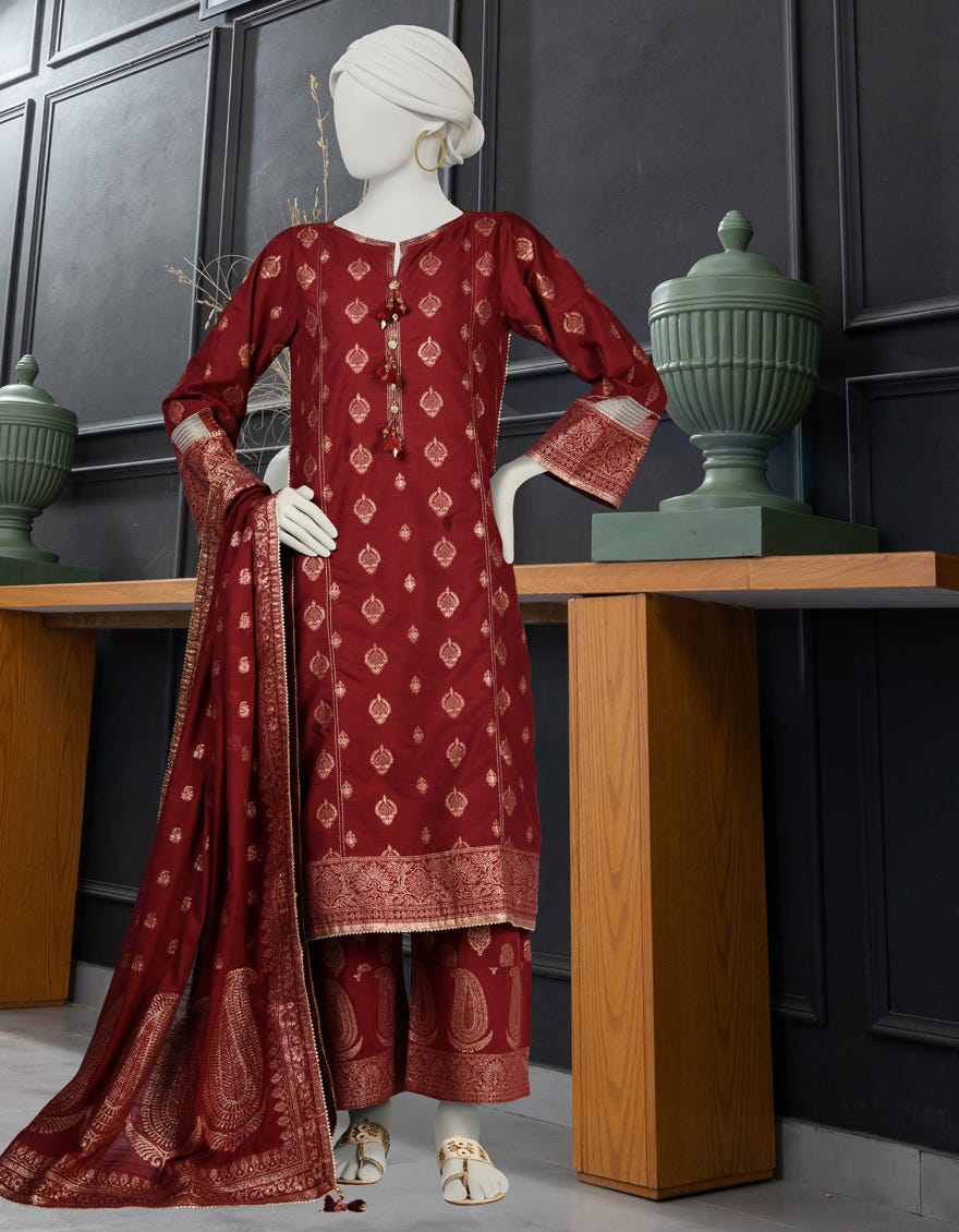 Multicolor Jacquard Unstitched 3 Piece Dress | Jlawn-S-24-299