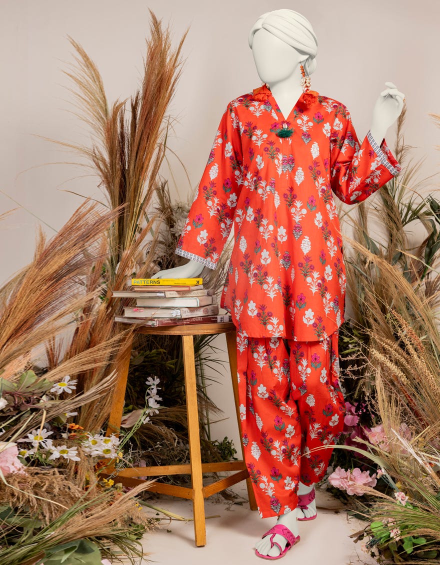 Orange Liminal Printed Women's Kurti | Jjlk-S-Jpws-24-3003