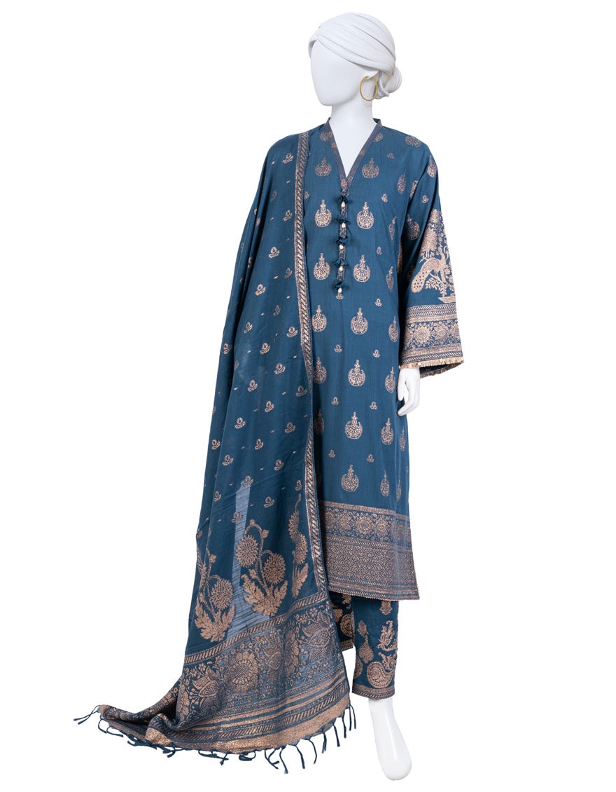 Multicolor Jacquard Unstitched 3 Piece Dress | Jlawn-S-24-301