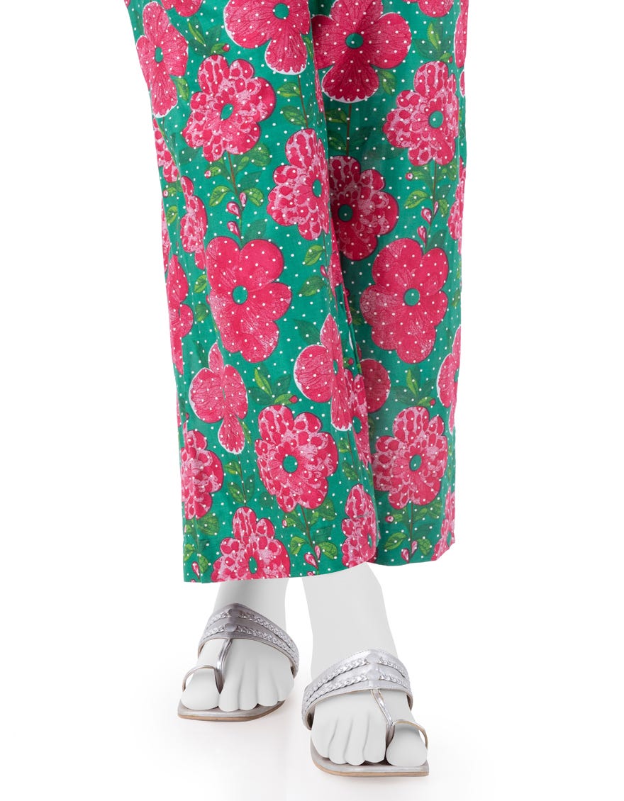 GREEN CAMBRIC PRINTED TROUSERS | JJLT-W-24-3056