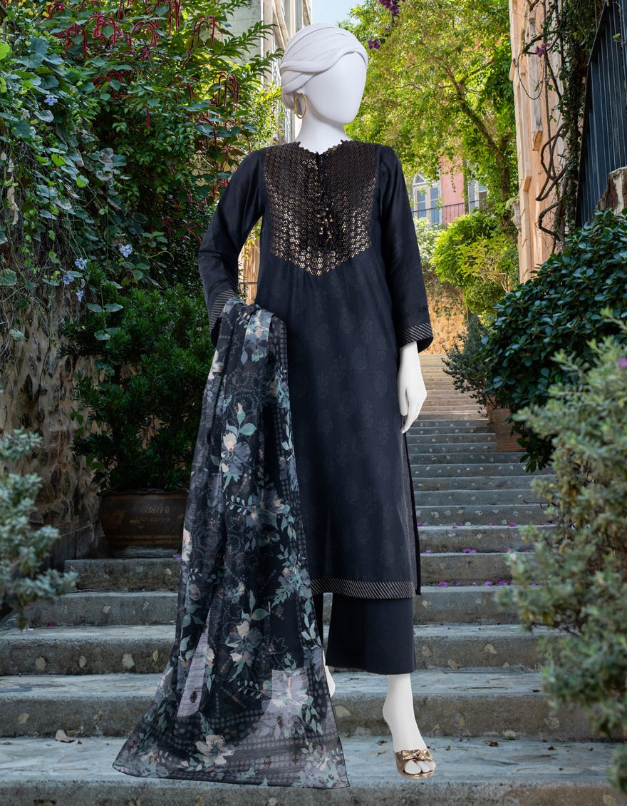 Black Lawn Unstitched 3 Piece Dress | Jlawn-S-24-309
