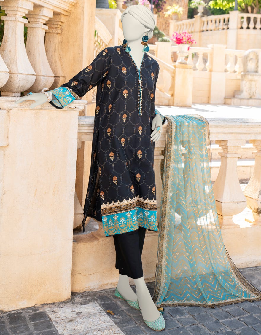 Black Lawn Unstitched 3 Piece Dress | Jlawn-S-24-315 Baharain A-1