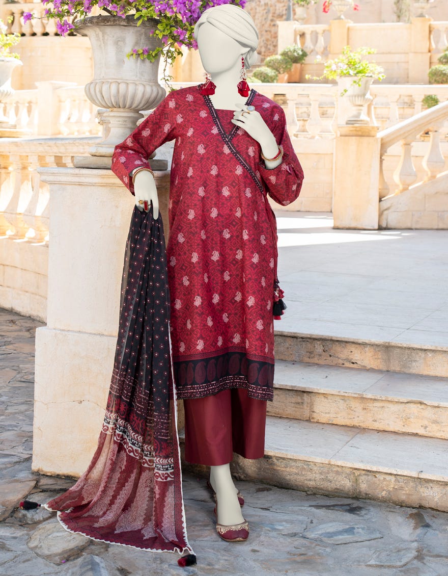 Red Lawn Unstitched 3 Piece Dress | Jlawn-S-24-317 Baharain A-3