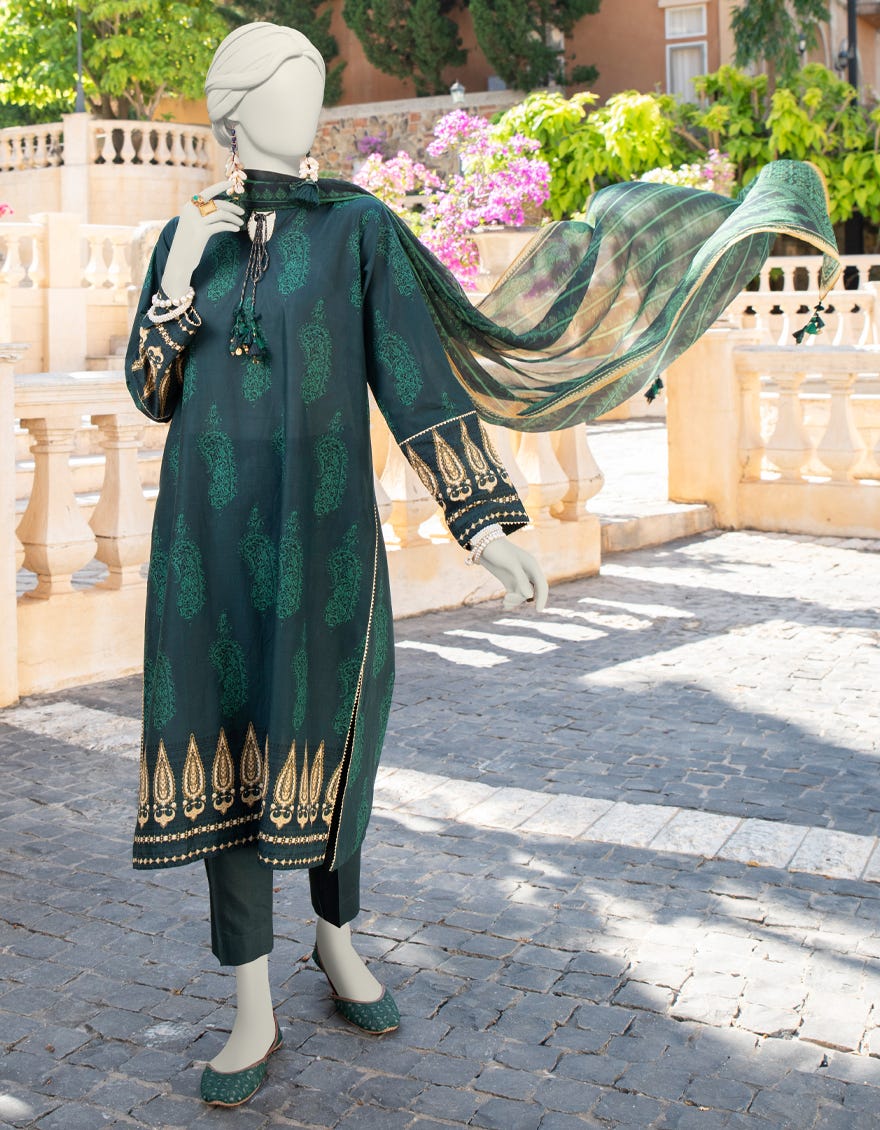Green Lawn Unstitched 3 Piece Dress | Jlawn-S-24-318 Baharain A-4