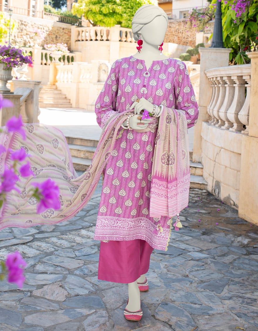 Pink Lawn Unstitched 3 Piece Dress | Jlawn-S-24-320 Baharain A-6