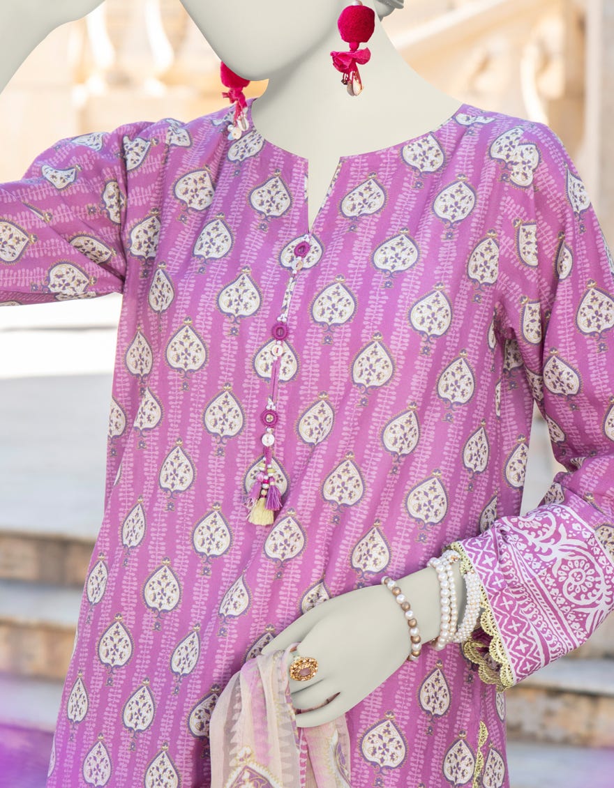 PINK LAWN UNSTITCHED 3PC | JLAWN-S-24-320 BAHARAIN A-6