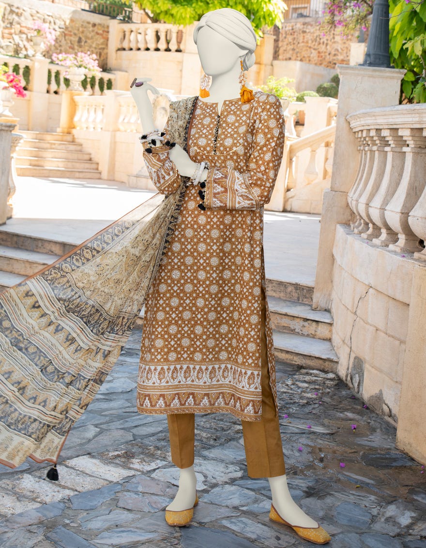 Mustard Lawn Unstitched 3 Piece Dress | Jlawn-S-24-321 Baharain A-7