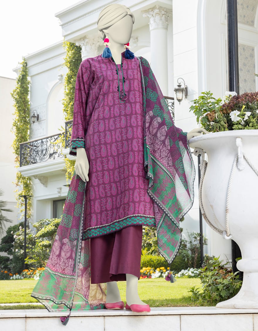 Magenta Lawn Unstitched 3 Piece Dress | Jlawn-S-24-322 Baharain A-8