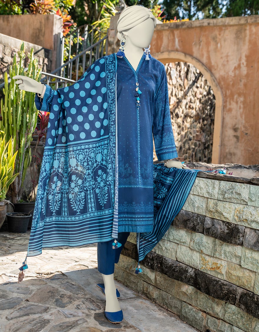 Blue Lawn Unstitched 3 Piece Dress | Jlawn-S-24-329 Baharain B-7