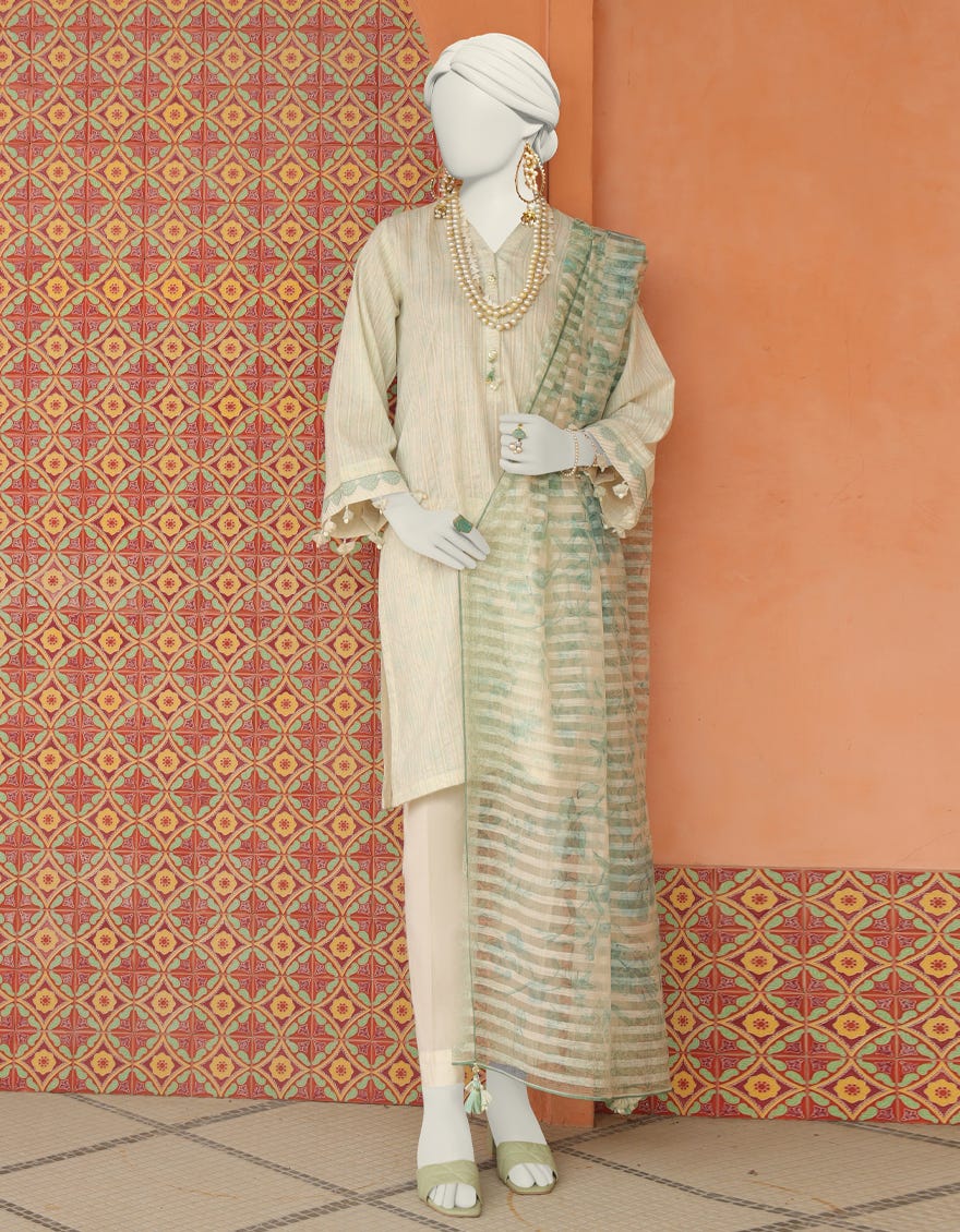Green Doria Unstitched 3 Piece Dress | Jlawn-S-24-348 Tehzeeb-2