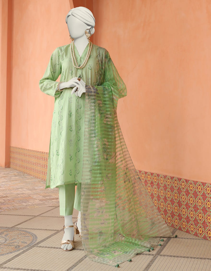 Green Doria Unstitched 3 Piece Dress | Jlawn-S-24-353 Tehzeeb-7