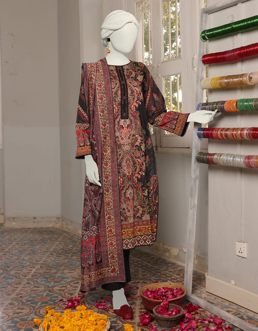 Black Lawn Stitched 3 Piece | Jlawn-S-24-362