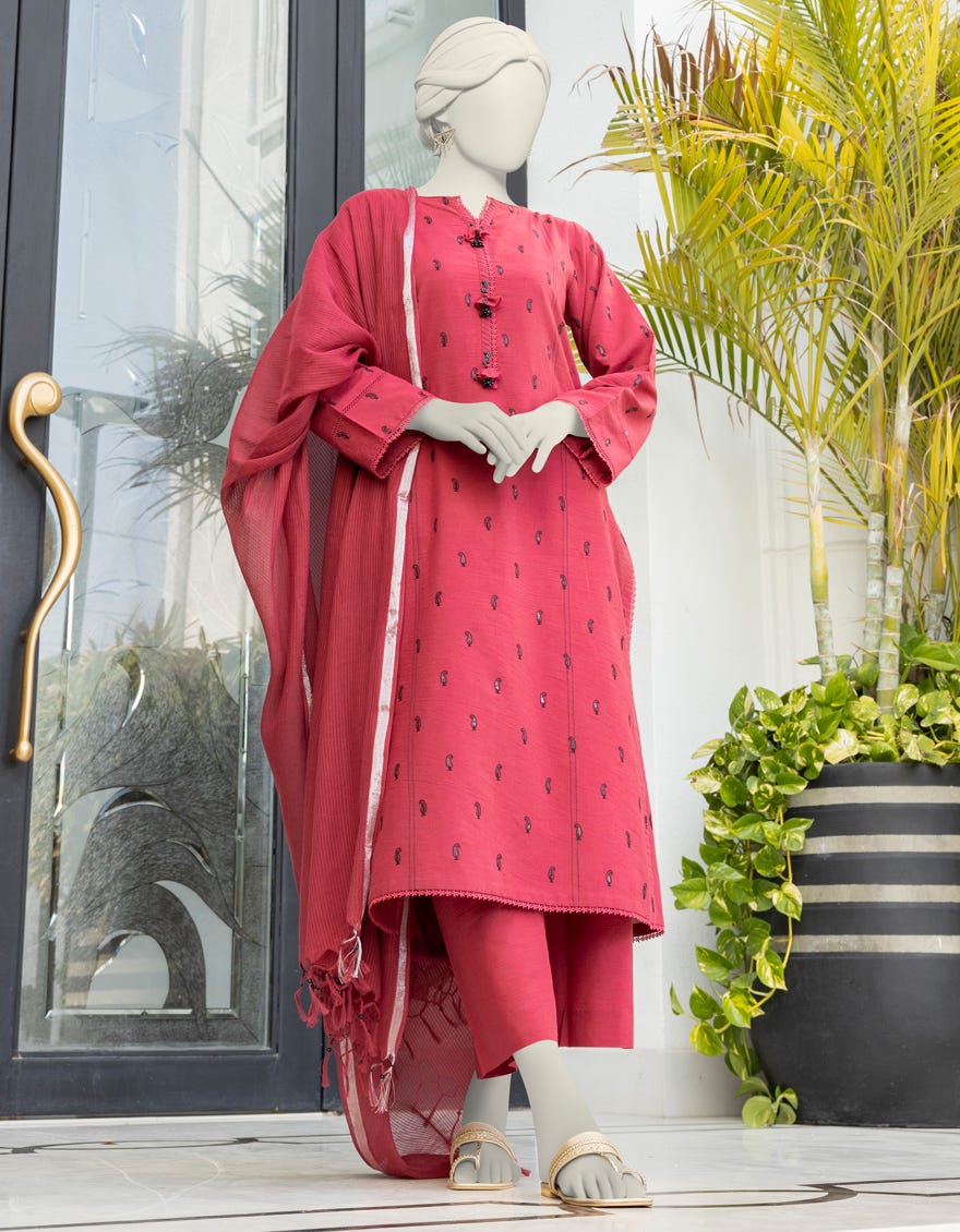 Maroon Cambric Unstitched 3 Piece Dress | Jlawn-S-24-378 Khilat-08