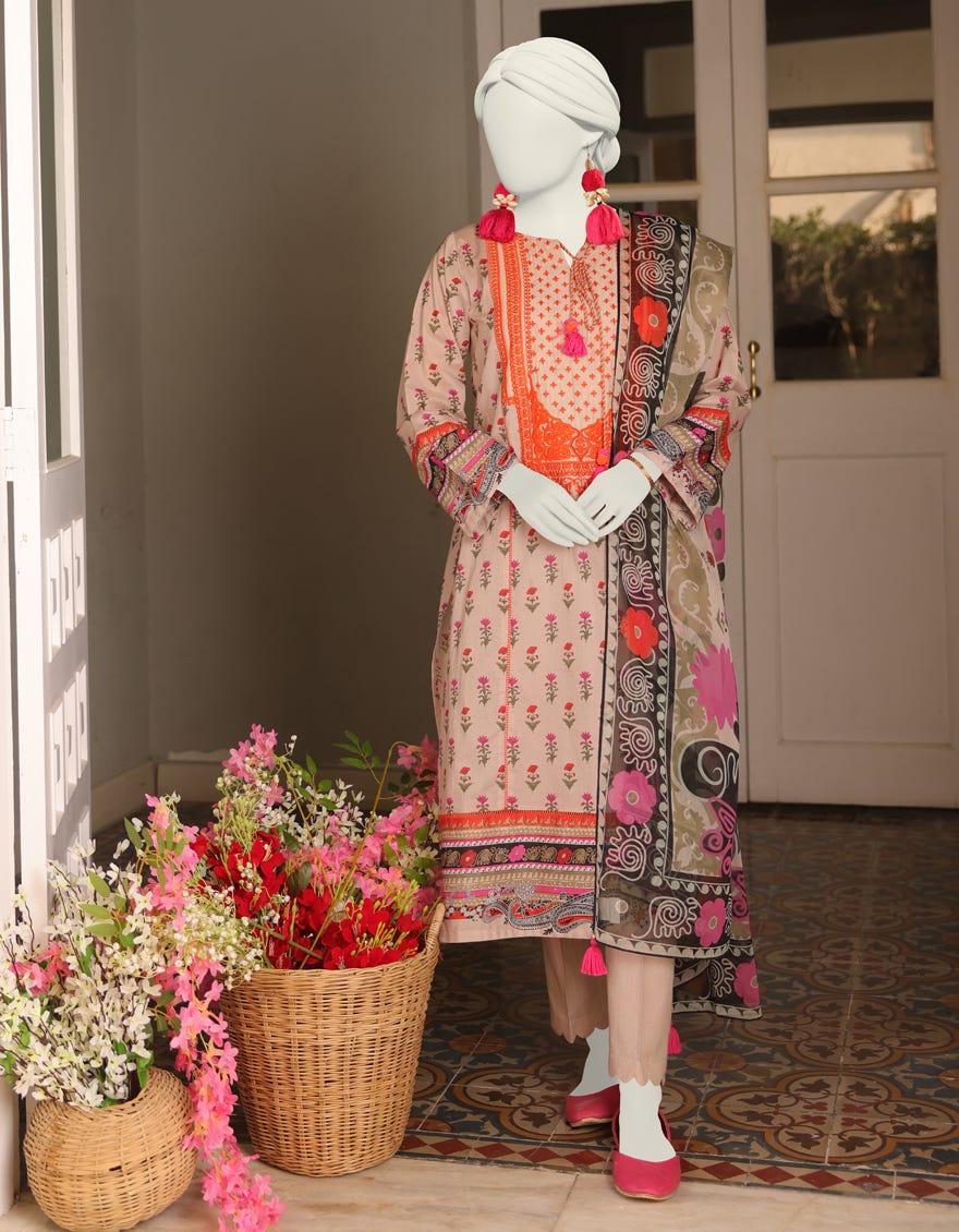 Beige Lawn Stitched 3 Piece | Jlawn-S-24-382