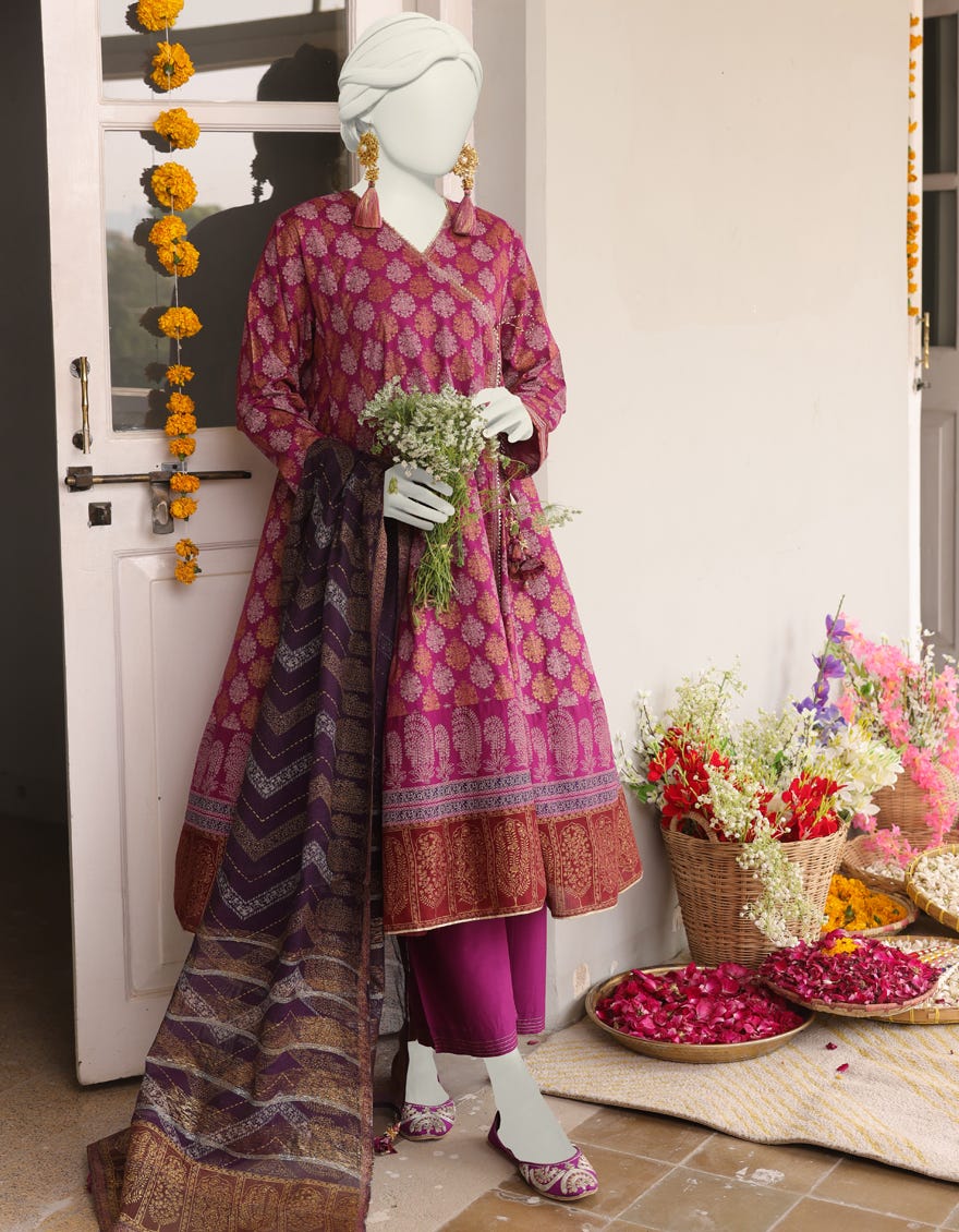 Pink Lawn Stitched 3 Piece | Jlawn-S-24-386