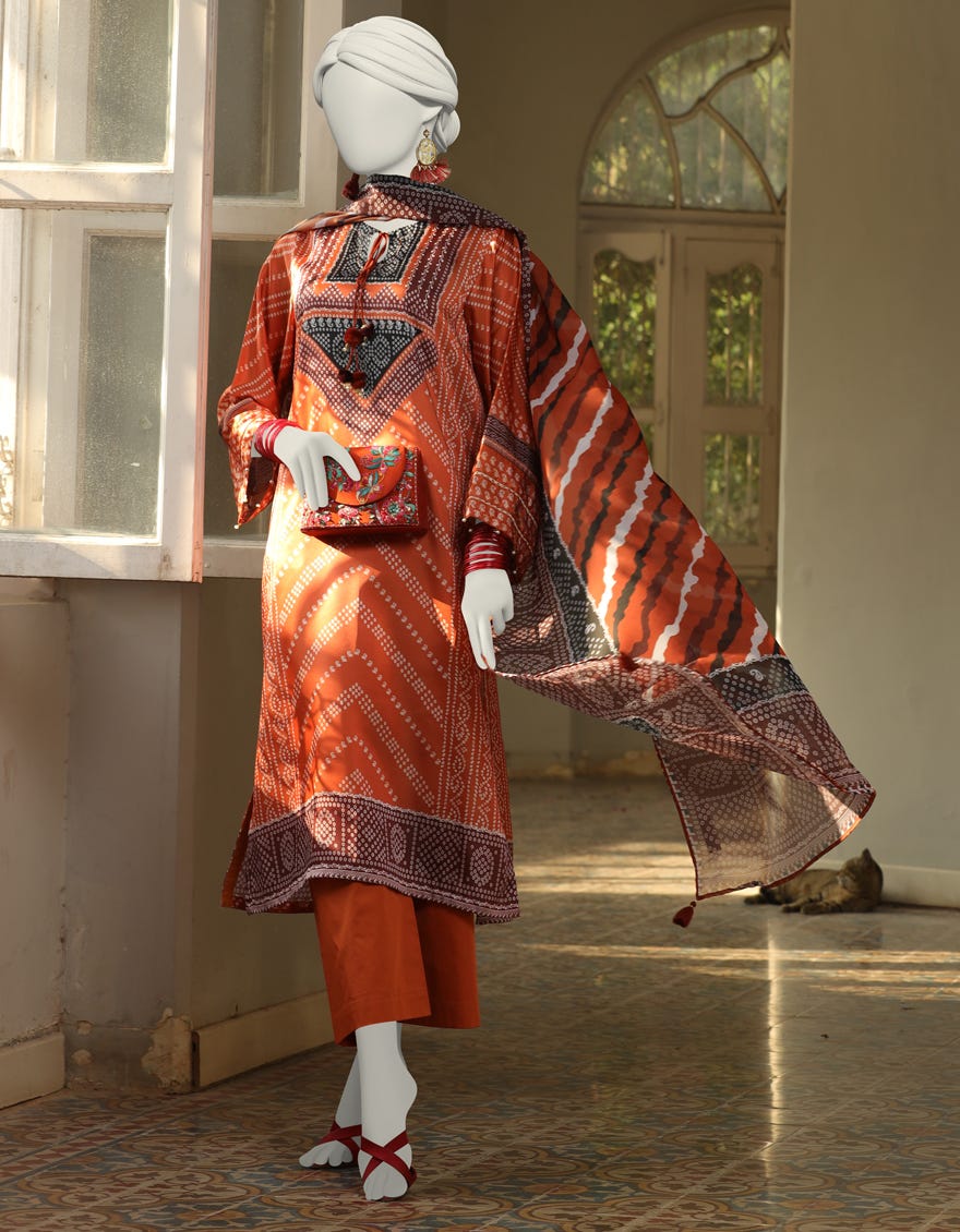 Chrome Impure Silk Stitched 3 Piece | Jlawn-S-24-391
