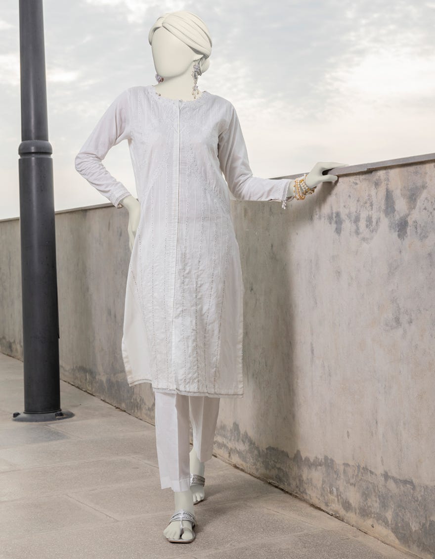 White Lawn Women's Kurti | Jjlk-S-Jss-24-397