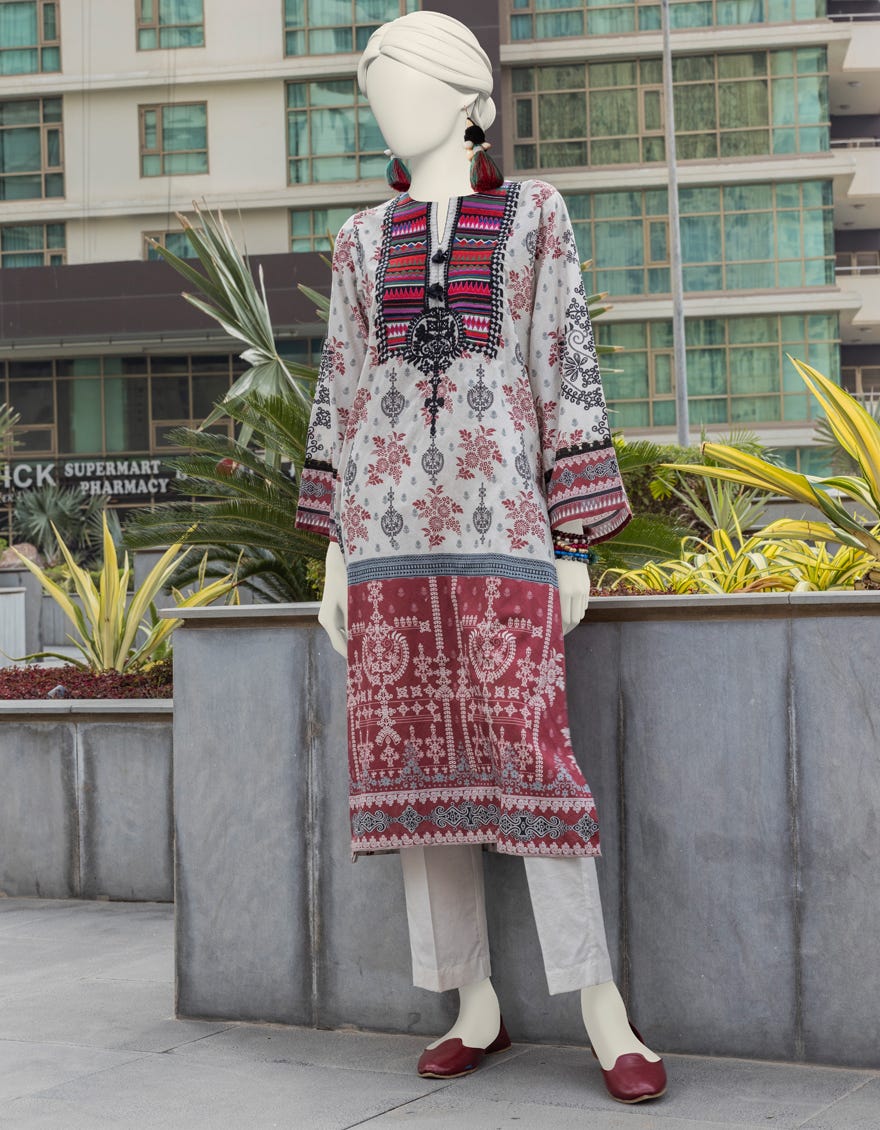 Off White Lawn Women's Kurti | Jjlk-S-Jss-24-402