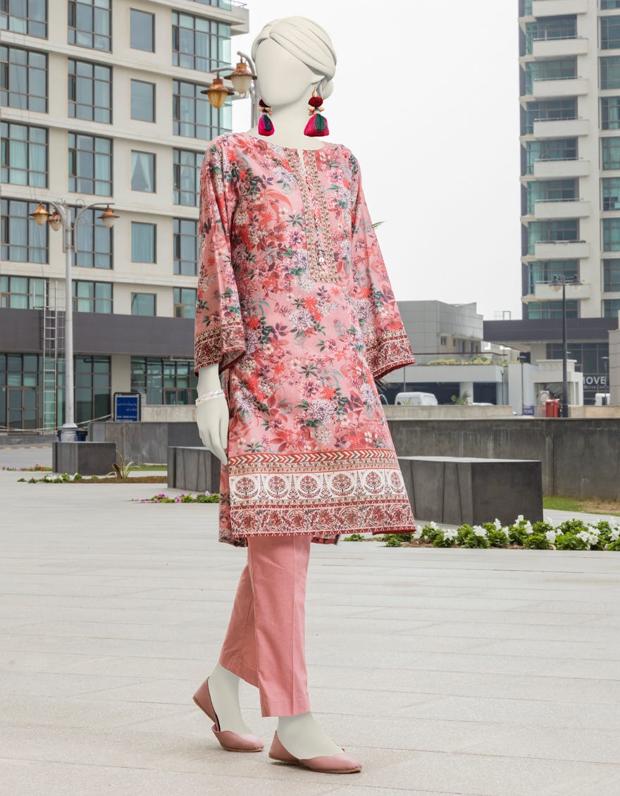 Pink Cambric Women's Kurti | Jjlk-S-Jss-24-407