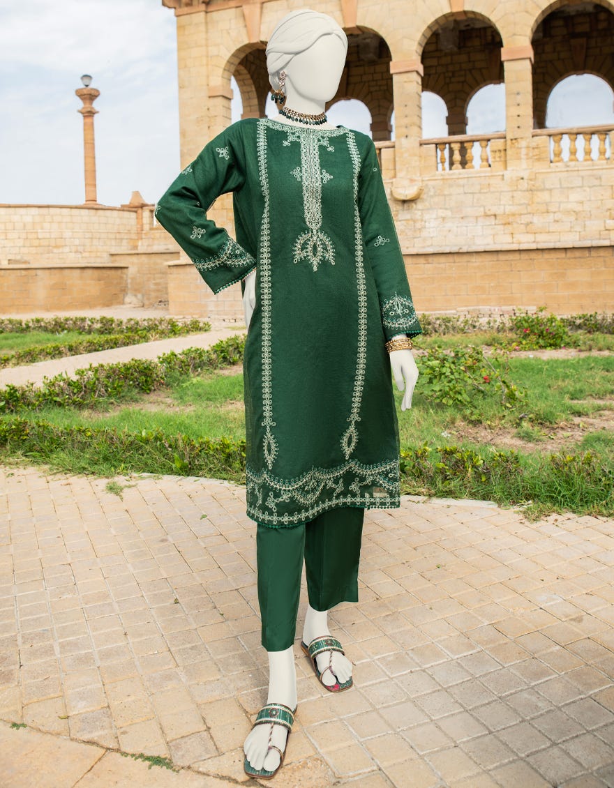 Green Cotton Net Women's Kurti | Jjlk-S-Jss-24-414