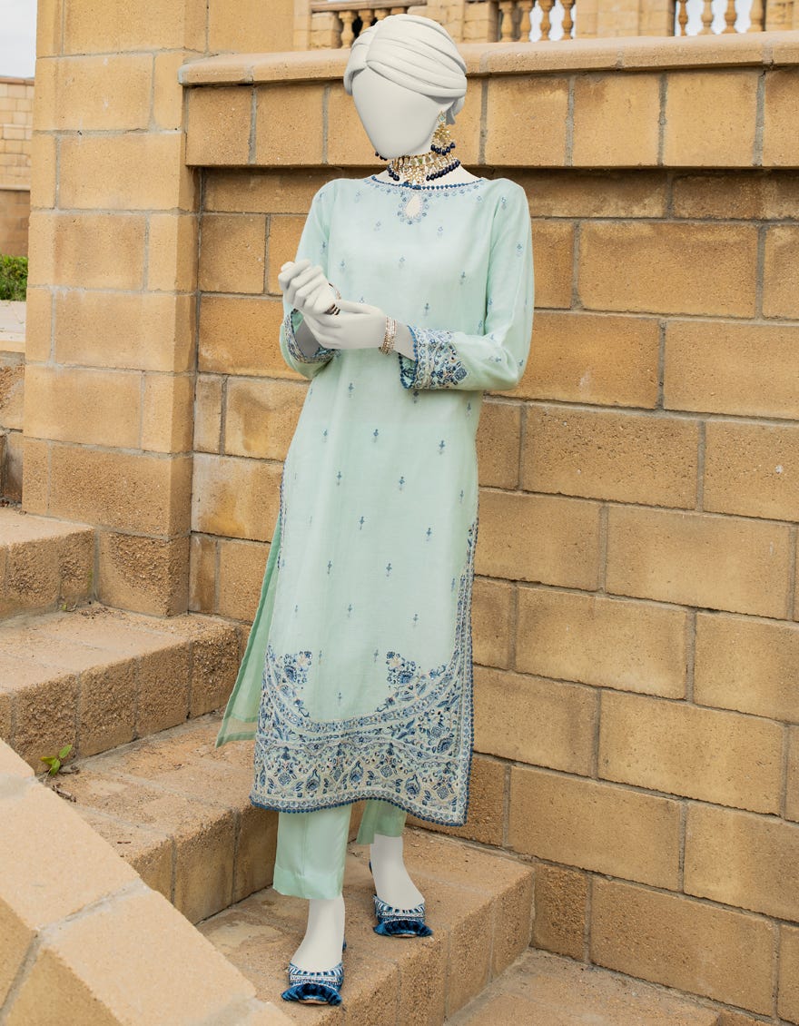 Green Cotton Net Women's Kurti | Jjlk-S-Jss-24-415
