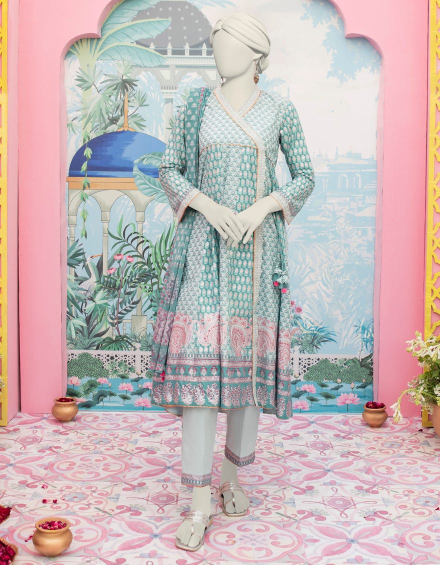 Blue Lawn Stitched 3 Piece | Jlawn-S-24-435
