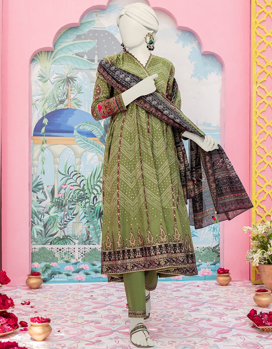 Green Lawn Stitched 3 Piece | Jlawn-S-24-439