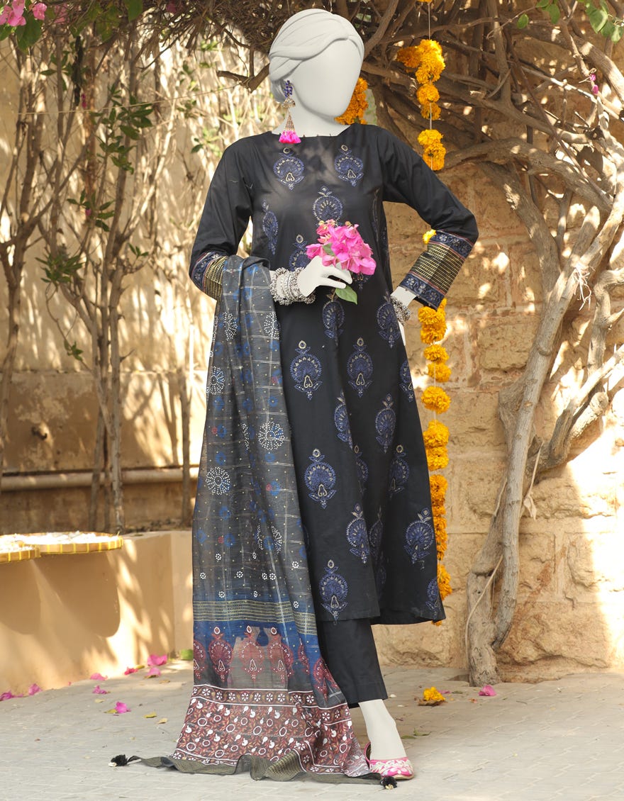 Black Lawn Stitched 3 Piece | Jlawn-S-24-441
