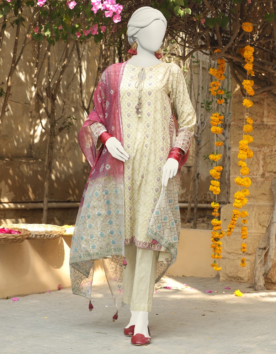 Beige Lawn Stitched 3 Piece | Jlawn-S-24-443