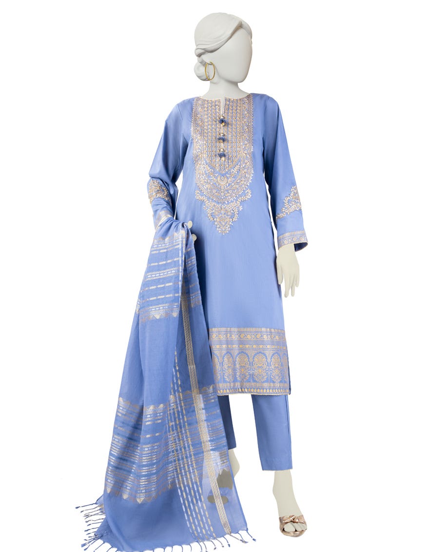 Blue Lawn 3 Piece Stitched Dress | Jlawn-S-24-445